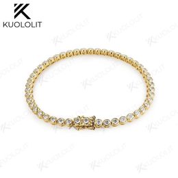 Kuololit 43CTW Lab Lab Grown Diamonds Bracelets for Women 18K 14K 10k Solid Gold Tennis Bracelet Engagement Classic Party Gifts 240515