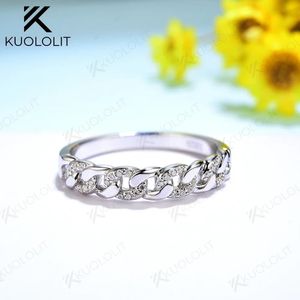 Kuololit Circulaire ringen voor vrouwen Men Solid 18K 14K 10K White Gold Chain Ring Wedding Band Jubilary Classic 240507