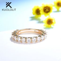 Kuolit – bague en diamant rond pour femmes, ensemble bas en or jaune massif 14K 10K, bracelet de mariage, cadeau de fiançailles, bijoux fins, 240119