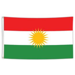 Kurdistan Flag 3x5 Ft 100%Polyester Vivid Color Banner With Brass Grommets For Indoor Outdoor Yard Decoration