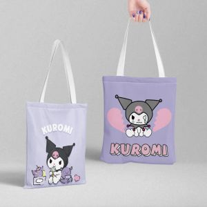 Kuromi – sac à bandoulière pliable, grand sac à main en toile, sac de Shopping de grande capacité