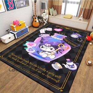 Kuromi-i dessin animé mignon motif imprimé jeu rampant chambre d'enfants tapis tapis de yoga salon tapis camping pique-nique grand tapis HKD230829