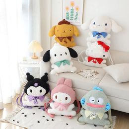 Kuromi mélodie sac à dos en peluche cannelle mélodie chat sac à dos en peluche jouets animaux en peluche poupée cadeau d'anniversaire pour les enfants