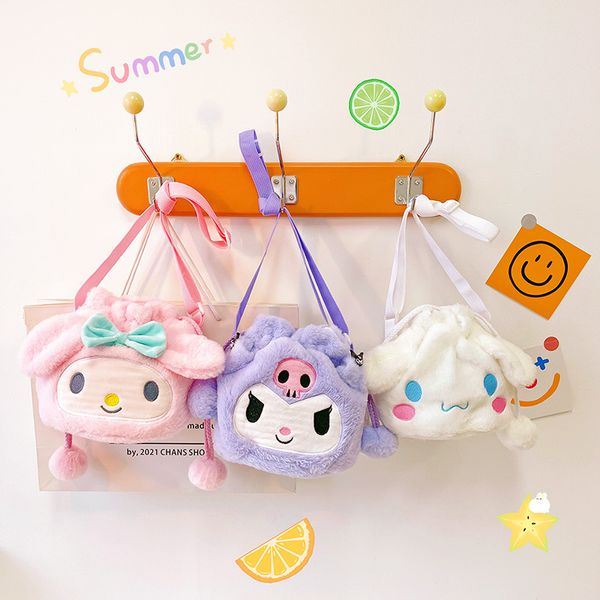 Kuromi sacs à dos en peluche dessin animé doux en peluche sacs à bandoulière unique/sac à dos animaux en peluche pour enfants et filles cadeau E28