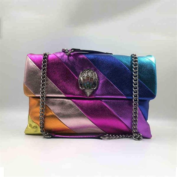 Kurt Bags Bolso con cadena de arcoíris teñido con cabeza de águila, bolso de mano personalizado, bandolera de un solo hombro 220616Zhouzhoubao123276W