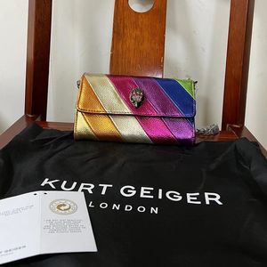 Kurt G Luxe koppelingstas Multi kleurrijke patchwork Handtas Elegante en stijlvolle dinertas Metallic Chain Jointing Purse