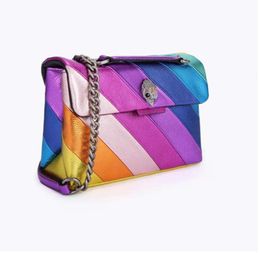 Kurt Geiger Designer Bag de tamaño mediano Bolsos de hombro Kensington Real Cuero Rainbow Rainbow Micro Fiber Eagle Heagle Cross Coss Body Bag464