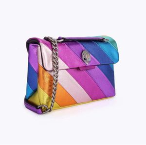 Kurt Geiger Deigner tas middelgrote Kensington schoudertas echt lederen handtas regenboog microvezel adelaarskop luxe crossbody portemonnee met volledige