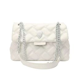 Kurt Geiger pour femme avec tête d'aigle design sac à chaîne en grille de diamant style étranger rabattable une épaule bandoulière style décontracté personnalisé pour femmes européennes