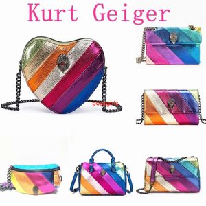 Kurt Geiger Handtas Eagle Hart Rainbow Bag Luxurys Tote Vrouwen Lederen Purse Schouder Designer Bag Heren Shopper Crossbody Roze koppeling Travel Zilveren kettingbakken
