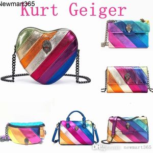Kurt Geiger Handbag Eagle Heart Rainbow Sac Luxurys Tote Tote Femme en cuir Purse de créateur Sac de créateur masculin Menteur Crossbody Fody Pink Crayt Travel Silt