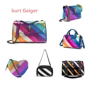 Kurt Geiger Handbag Eagle Heart Rainbow Sac Rainbow Luxury Tote Womens Le cuir Purse Haumage Mens Mens Shopper Crossbody Forme Pink Crayt Travel Silver Chain Poit