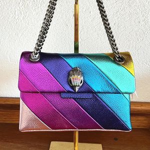 Kurt Geiger Handtas Leather Rainbow Bag Luxe klassieke klep portemonnee London Tote Designer Women Crossbody schouder envelop man koppeling sling ketting hartzakken