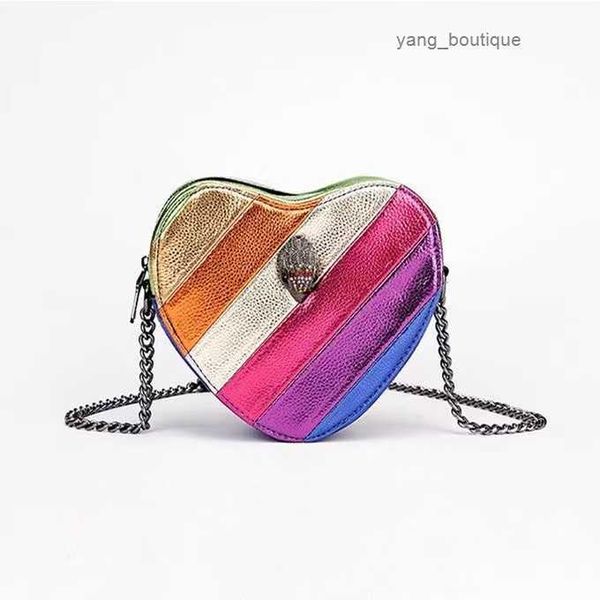 KG en forma de corazón Bolso de hombro de lujo Londres Lou Diseñador Mujer Mini Bolso de hombro Metal Signo Pochette embrague bolsas de cadena cruzada