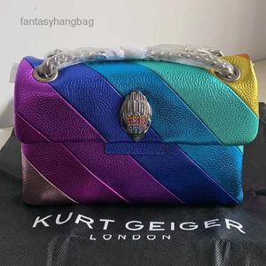 Kurt Geiger London Designer Sac Eagle Head Kensington Mini Mini Micro Fiber Leather Rainbow Cross Body Sac and Purse Luxury Sac à bandoulière Small Messenger Sac