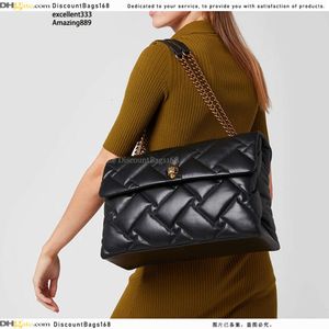 Kurt Geiger London Kensington Designer Bag Treasure-G Top Sac à bandoulière Panneau en métal en forme de cœur Chaîne dorée Messenger Sacs à main en cuir souple