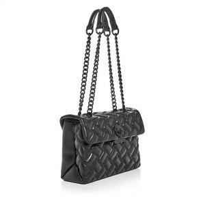 Kurt Geiger London Kensington Bolsos de cuero suave negro completo Cadenas de lujo Bolso de hombro Bolso cruzado grande y bolso00