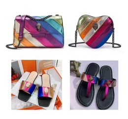 Kurt Geiger London Kensington Rainbow Bolso de hombro Bolsos de diseñador Marcas famosas Bolsos coloridos para mujer Bolsos de cadena