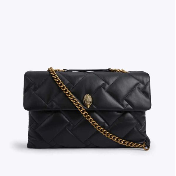 Kurt Geiger London Kensington XXL 38 cm Sacs à main en cuir souple Chaînes noires de luxe Sac à bandoulière Grand sac à main et sac à bandoulière 1113ESS