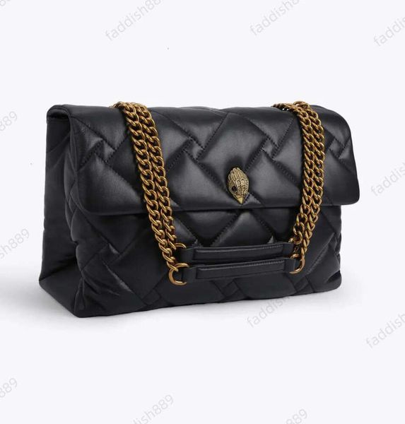 Kurt Geiger London Kensington XXL 38 cm Sacs à main en cuir souple Chaînes noires Sac à bandoulière Grand sac à main et sac à bandoulière NG6Y5