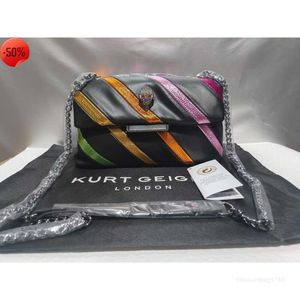 Kurt Geiger London Rainbow Women Purse Eagle Metal Jointing Sac à bandoulière coloré Patchwork Épaule Chaîne métallique Ceinture Sacs de soirée w5