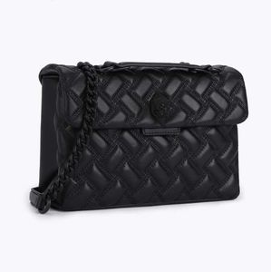 Kurt Geiger London XL Kensington Drench Sac à bandoulière en cuir véritable Noir Chaînes croisées Sac à main Vache Messenger Sacs à main