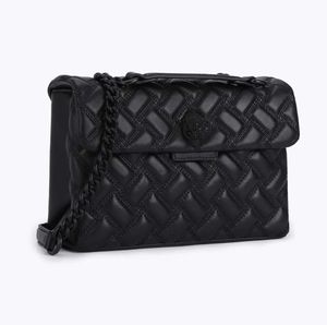 Kurt Geiger London XL Kensington Drench Sac à épaule en cuir réel Full Black Cross Body Chains Hands Mands Messenger Sacs et sacs à main