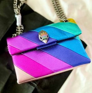 Kurt Geiger regenboog tassen Luxe Echt lederen handtas Womens vintage cosmetische Heren strepen Schoudertas clutch designer bakken ketting crossbody Tassen YUJG4