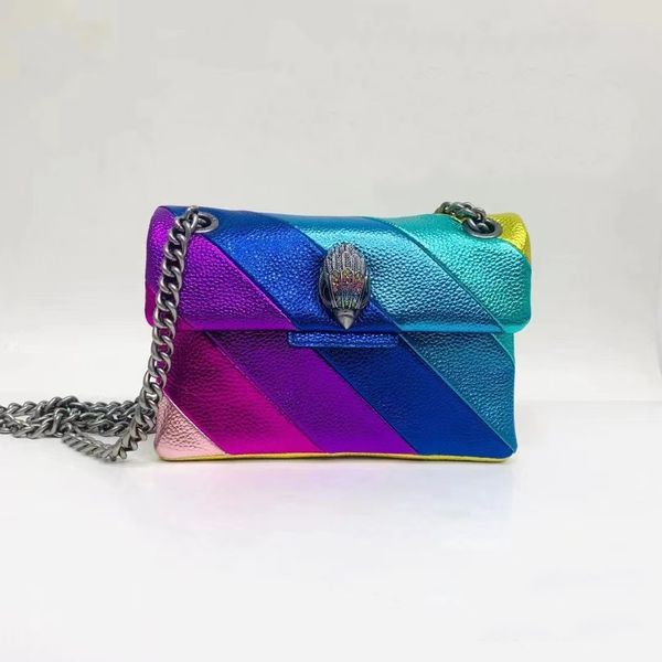 Kurt Geiger Bolsos de hombro Diseñador de lujo Rainbow Eagle Cadena Bolsos Bolso Lady Slingbag Articulación Colorido Crossbody Monedero Patchwork Clutch Bolso