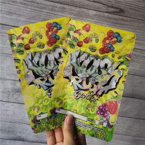 Sacs exotiques Kush Rush découpés avec fermeture éclair refermable pour la fraîcheur, emballage de fleurs à l'épreuve des enfants, sacs en mylar porte-bonheur