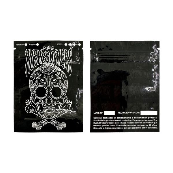 Kushbrothers Black Ziplock Sacs Skull Emballage Plastique Sacs Mylar Sacs Relaisables en gros