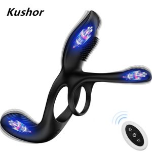 Kushor vibrant Cock Ring Sex Toy produits pour adultes pour hommes retard d'éjaculation pénis Extender élargissement mâle masseur vibrateur Gay 240312