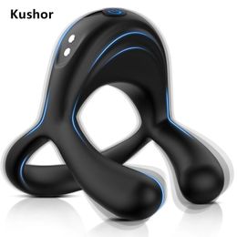 Kushor trillende haanring vibrator haanring penis ring g-punt clitoral stimulator vertraagde speelgoed 240430
