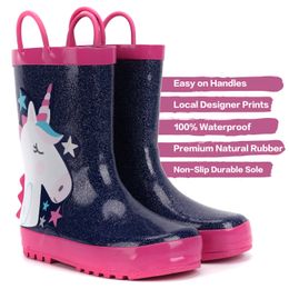 KUSHYSHOO KINDEREN 3D Star Unicorn Rain Kids Water Waterdichte Peuter Meisje Rubber Designer Boots LJ200911