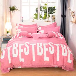 Kuup Zachte Beddengoed Set Queen Size Trooster Sets Dekbedovertrek Set Pink Bedsheets King Size Bed Lakens Euro Beddengoed 2 Person Love 210706