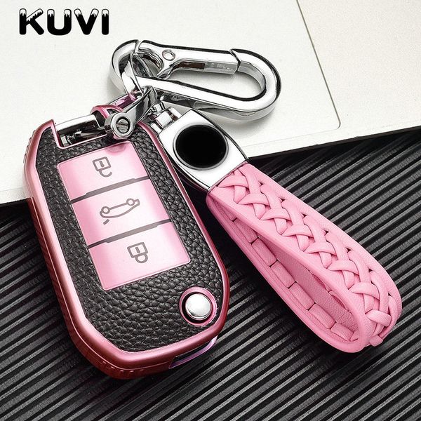 Kuvi 508 301 2008 3008 408 para C4 CACTUS C5 C3 C4L, carcasa para mando a distancia de coche, funda de cuero, bolsa con 3 botones