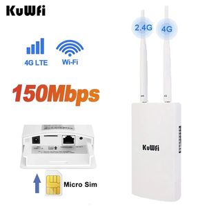 KuWFi 4G Wifi Router Outdoor Waterdichte SIM Draadloze CPE Ontgrendeld FDDTDD CAT4 150Ms voor IP Camera 240113