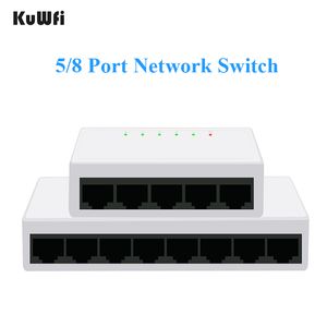 Switch de red de puerto KUWFI 5/8 10/100Mbps Switch RJ45 Hub Fast Ethernet Switch Adaptador para la cámara de la oficina en el hogar de dormitorios TV TV