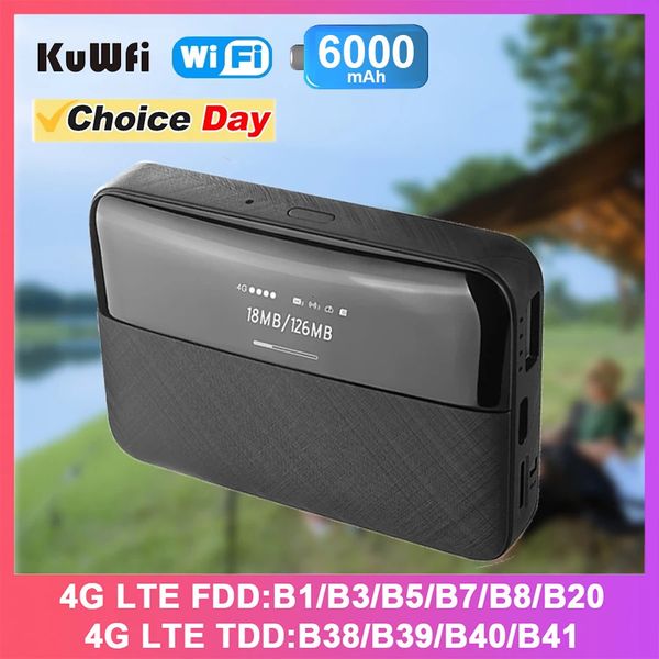 KUWFI 6000mAh Router LTE en plein air LTE Protable Mobile Network WiFi Spot 150 ms Mini Mini LCD Affichage 240424