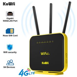 Kuwfi Gigabit 5GHz Router WiFi 4G LTE Router Dual Band 1200 Mbps Répéatrice WiFi 3G / 4G Carte SIM Router Home Office Router