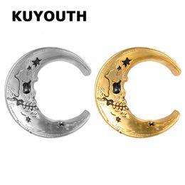 KUYOUTH est Rvs Skelet Maan Oordoppen Meters Expanders Body Piercing Sieraden Oorbel Tunnels Brancards 2 STKS 240130