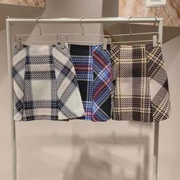 Kuzuwata taille haute mince contraste couleur Plaid Mini Jupe Kawaii automne hiver japonais Jupe Harajuku Faldas Mujer Moda 2024 240202