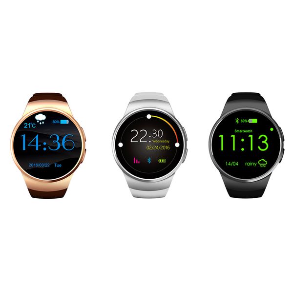 KW18 Montre Smart Watch Plein Écran Arrondi Android/IOS Bluetooth Reloj Inteligente Carte SIM Moniteur de Fréquence Cardiaque Montre Horloge Mic Anti Perdu Bracelet