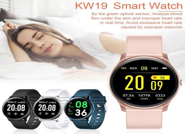 KW19 Smart Watch Women Men Sports Bracelet Smart Pression Hyper Blood Sleep Sleep Monitor Rappel pour Android IOS4006832