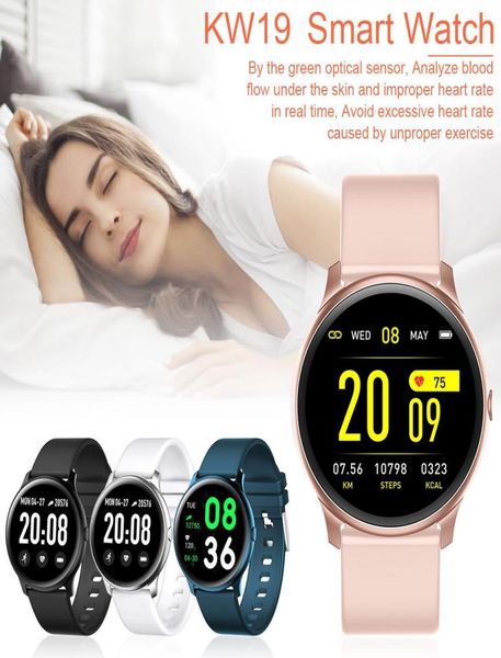 KW19 Smart Watch Women Men Sports Bracelet Smart Pression Hyper Blood Sleep Sleep Monitor Rappel pour Android iOS8479661