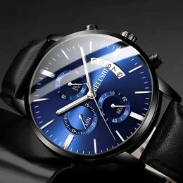 KXFJ Montreuse-bracelet Relogie Masculino Mens Sports Watchs Luxury Fashion Cuir en cuir inoxydable Quartz Wrist Wistr Business Casual Wristwatch D240422