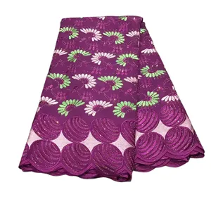 KY-5010 populaire avondjurk Zwitserse voile kant stof met strass Afrikaanse te koop katoenen doek dames gelegenheid receptie kleurrijk 5 meter zomer en herfst