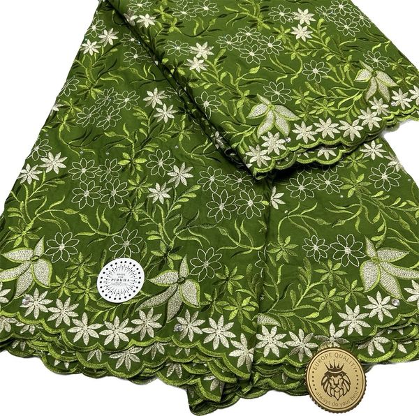 KY-5135 Tissu de coton motif floral plus récent 5 yards strass haute qualité suisse voile dentelle tissu dames soirée fête africaine en vente femmes robes de mariée