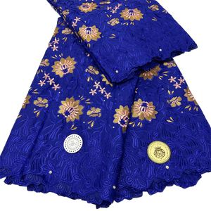 KY-5149 Multiclored katoenen doek Nigeriaans te koop naaien Craft Zwitserse voile kanten stof met strass nieuw