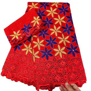 KY-5160 5 + 2 Yards de tissu de coton de haute qualité avec strass nigérian en vente artisanat de couture tissu de dentelle de Voile suisse robes de banquet pour les mariées fête de mariage automne